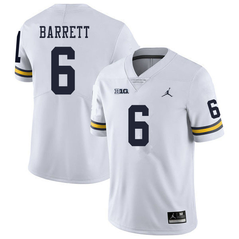 Men #6 Michael Barrett Michigan Wolverines College Football Jerseys Sale-White